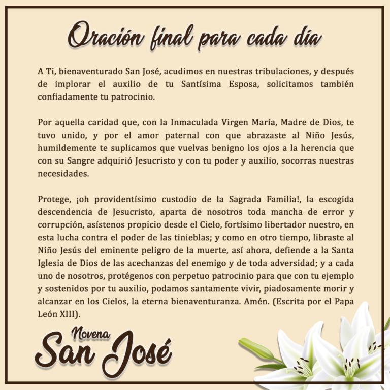 Novena San José - Oración final para cada día